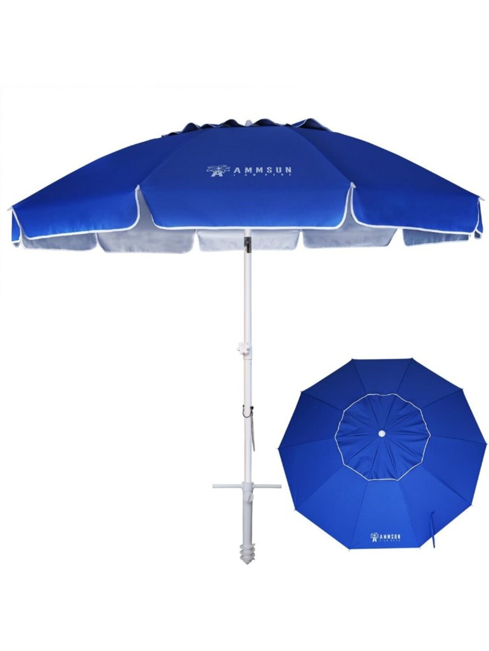 8ft Large Beach Umbrella - Heavy Duty, UV 50+ Protection, Portable with Sand